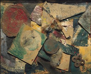 Merz Billede 9A, Billede med Checker; Merzbild 9A billede med tern af Kurt Schwitters