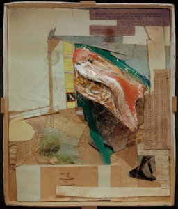 Uden titel (billede med rodtræ eller komposition med æske) af Kurt Schwitters