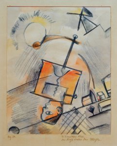 Uden titel (Hovedet under møllen) af Kurt Schwitters