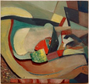 Relief med en rød fod af Kurt Schwitters