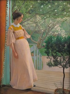 Ved de franske vinduer. Kunstnerens Hustru af Laurits Andersen Ring
