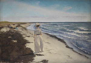 Lady at Karrebæksminde Beach, Zealand af Laurits Andersen Ring