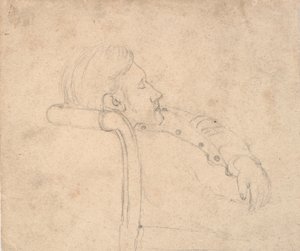 Sovende mand på en sofa. Halv figur af Laurits Andersen Ring