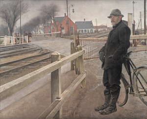 Venter på toget. Overkørsel ved Roskilde Motorvej af Laurits Andersen Ring
