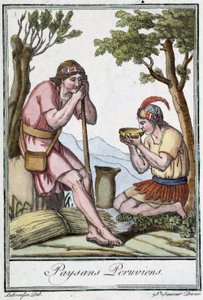 Perudian Peasants - i "" Encyclopedia of Travels"" af J. Grasset St. Sauveur, red. Paris af L.F. Labrousse
