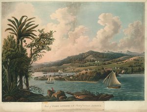 Port Antonio, fra Six Views in the Island of Jamaica, litografi af I. Merigot af L. (after) Bellenger