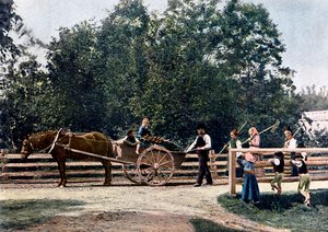 Bønder i slutningen af høsten, Sverige, c1890 af L Boulanger