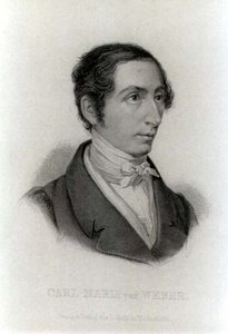 Portræt af Carl Maria von Weber (1786-1826) tysk komponist (gravering) (s/h foto) af L. Holle