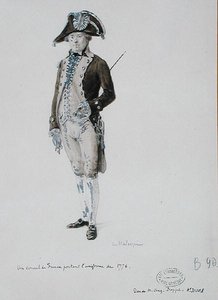 En konsul i Frankrig iført uniformen fra 1776 (pen og vask på papir)