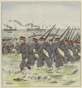 Landgang af det japanske infanteri ved Pi-Tse-Ouo af L. Malespine