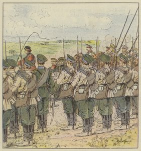 Russiske tropper hylder en generalofficers passage af L. Malespine