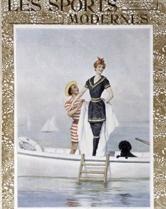 Havbad - akvarel af L. Rossi i "L