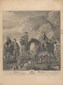 Et sæt på syv, uden titel, hver dedikeret: Til den rigtige ærede. Thomas Lord Viscount Weymouth ... fra det originale maleri i Long Leat Hall. [Ryttere og hunde, der hviler i et klippelandskab.]