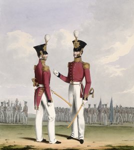 Feltofficerer fra Royal Marines, plade 2 fra "Costume of the Royal Navy and Marines", graveret af kunstnerne, ca. 1830-37