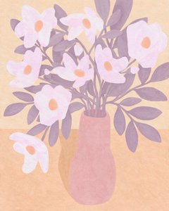 Blomster i lyserød vase, 2023 (digital)