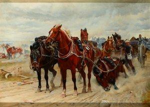 Patient Heroes, et Royal Horse Artillery Gun Team i aktion, 1882 ca af Lady Butler