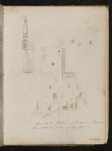 Undersøgelse af et bordben, arkitektonisk undersøgelse, ?Tour de la glacine - avignon - Frankrig af Lady Butler