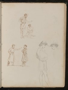 To penstudier af par soldater i samtale, en blyantstudie af to unge mænd i samtale af Lady Butler