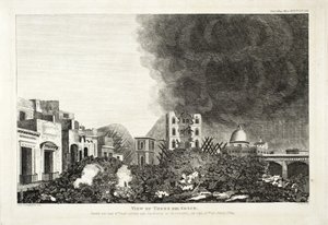 Udsigt over Torro del Greco: Taget på den 8. dag efter Vesuvens udbrud, 15. juni 1794, 1822 (gravering og radering) af Lady H. Fitzgerald