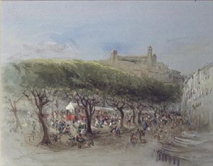 Markedet, Cannes (akvarel) af Lady Honoria Cadogan