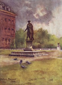 Statue af Charles II, Chelsea Hospital (farve litho)