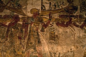Bas-relief fra templet Derr, Nedre Nubien, Egypten, Egyptisk civilisation, Det Nye Kongerige, Dynasti XIX