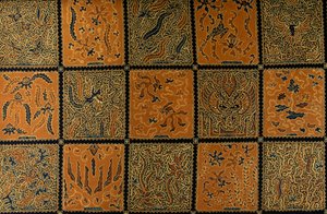 Batik med traditionelt ternmønster, Surakarta, Java, Indonesien, detaljer af Amadeo (after) Modigliani
