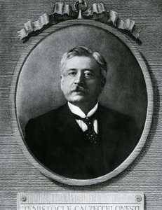 Portræt af Temistocle Calzecchi Onesti (1853-1922), italiensk fysiker og opfinder, radering efter fotografi