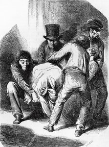 Illustration til hertuginde af Langeais, roman af Honore de Balzac (1799-1850) fra samling med flere bind med titlen Human Comedy, gravering af Laisne af Laisne Laisne