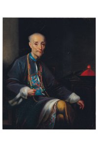 Portræt af Houqua, trekvart længde, siddende, i et interiør (olie på lærred) af Lam Qua (attr. to)