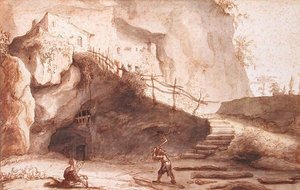 Klippeboliger ved Saumur på Loire af Lambert Doomer