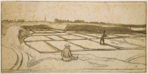 Saltminedrift i Le Croisic, 1645 (kridt, pen og pensel på papir) af Lambert Doomer