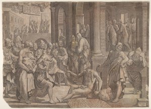 Sankt Johannes og Sankt Peter helbreder den krøbling, 1553.