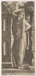 St. Philip, stående med venstre hånd på hoften og højre hånd hvilende på hans he..., 1545.