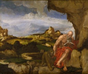 St. Jerome in the Wilderness, midten af det 16. århundrede af Lambert Sustris