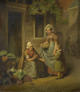 Kvinde sælger grøntsager af Lambertus Johannes Hansen