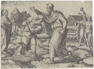Dåb af den etiopiske eunuk af Philip Scener fra Apostelgerningers Bog (serietitel) af Lambertus Suavius (attributed to)