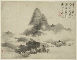 Landskab i stil med antikke mestre: efter Gao Shangshu, efter Dong Yuan (aktiv 937-975) og Ju Ran, og senere i stil med Mi Fu (1051_-1107)