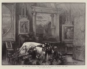 Den afdøde Lord Leighton ligger i staten i sit studie i Holland Park Road
