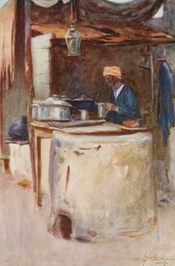 Egyptens befolkning: En offentlig kok, Tabak Omumi (farvelitografi) af Lance Thackeray
