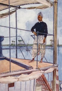 Folk i Egypten: Nilens sømand, Bahari (farvelitografi) af Lance Thackeray