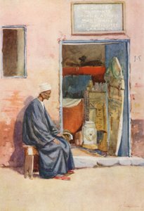 Folk fra Egypten: Sælger af antikviteter, Baia Antikat (farvelitografi) af Lance Thackeray