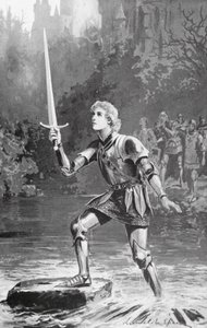 Galahad løftede sværdet ganske let (litografi) af Lancelot Speed