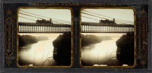 Niagara Falls, Summer View, Suspension Bridge og Falls in the Distance af Langenheim Brothers