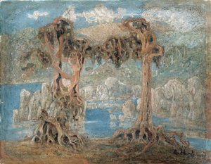 ""Landskab"" Scunny Trees on the Seashore, Norge - Maleri af Lars Hertervig (1830-1902) 1902 National Museum of Art, Oslo Norge