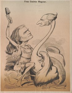 Richard Wagner som Swan og Cosima Wagner som Leda Cover af Die Bombe, 1875. af Laszlo Frecskay