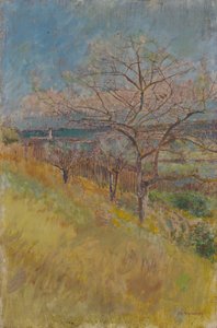 Dal med træer i blomst, 1890-1900 af Laszlo Mednyanszky