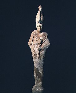 Gesso dækket træfigur af Osiris, Saite-perioden, 664-525 f.Kr. (træ og gesso) af Late Period Egyptian