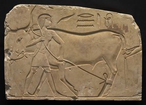 Mænd, der truer en okse, 667-647 f.Kr af Late Period Egyptian