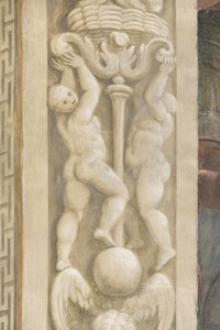 Putti, dekorationer omkring vinduerne (fresco)